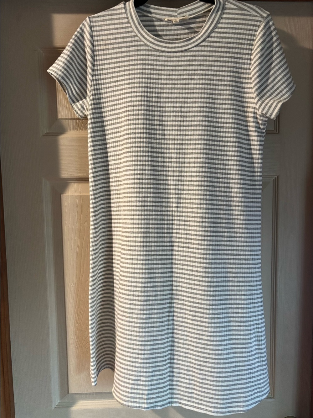 Rolla Coster Short-Sleeve Striped Knit Dress - Light Blue and White